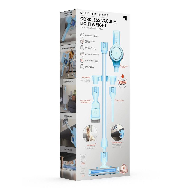 slide 14 of 14, Sharper Image Cordless Vacuum Lightweight Stick and Handheld Combo Blue, 1 ct