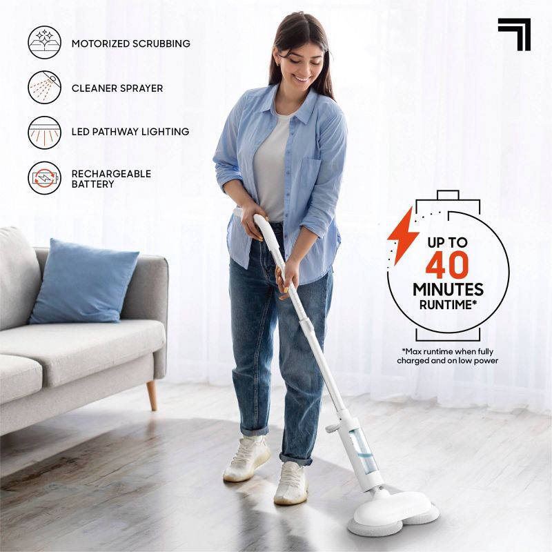 slide 4 of 10, Sharper Image Floor Shine Cordless Power Mop White, 1 ct