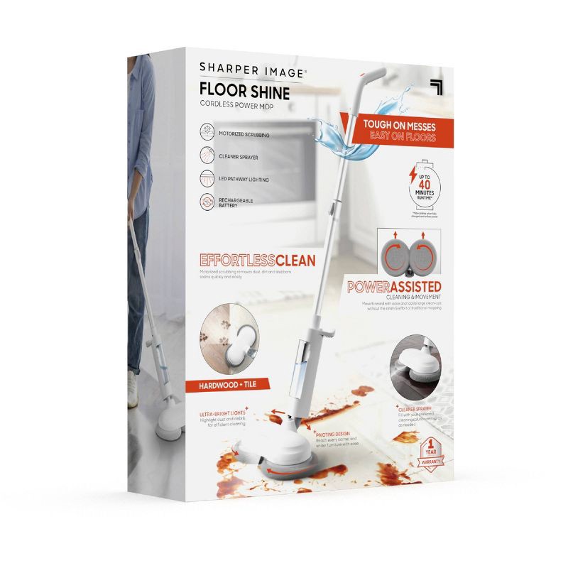 slide 2 of 10, Sharper Image Floor Shine Cordless Power Mop White, 1 ct