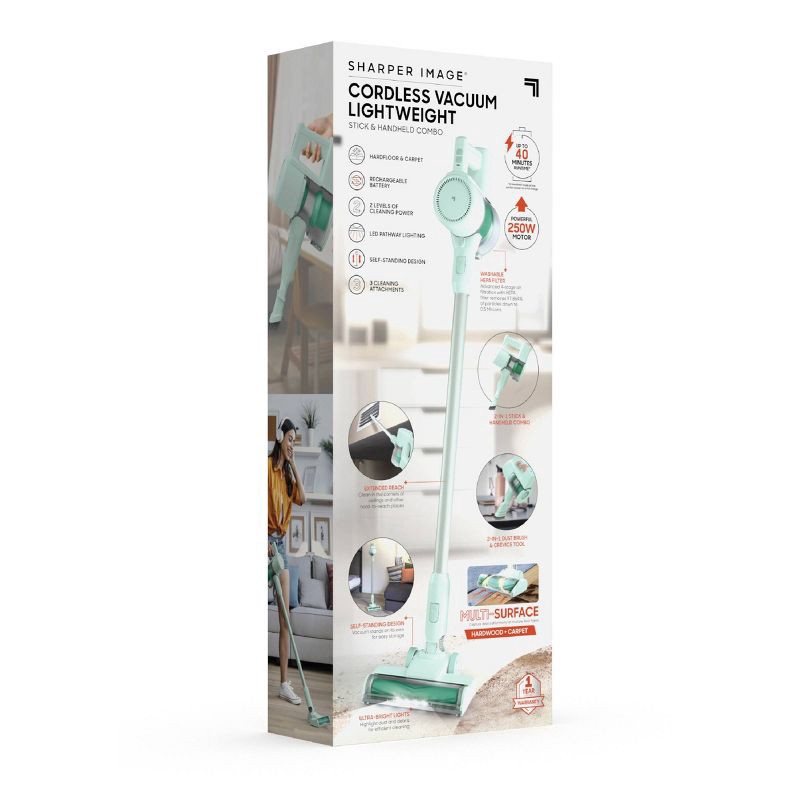 slide 2 of 14, Sharper Image Cordless Vacuum Lightweight Stick and Handheld Combo Mint, 1 ct