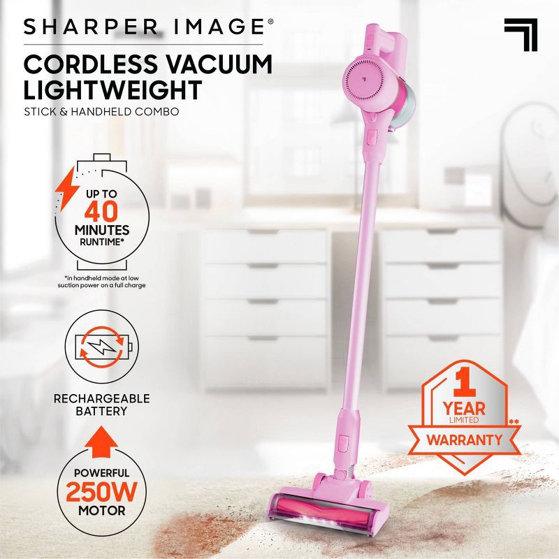 slide 3 of 14, Sharper Image Cordless Vacuum Lightweight Stick and Handheld Combo Pink, 1 ct