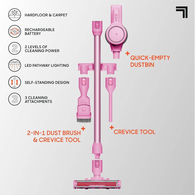 slide 12 of 14, Sharper Image Cordless Vacuum Lightweight Stick and Handheld Combo Pink, 1 ct