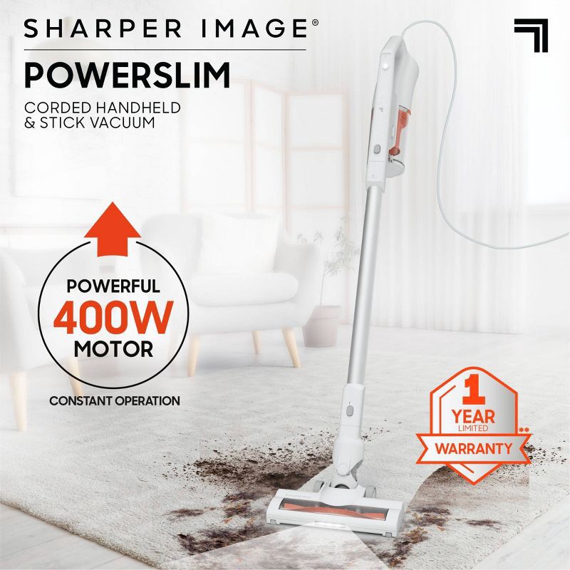 slide 3 of 14, Sharper Image Powerslim Corded Handheld and Stick Vacuum White, 1 ct