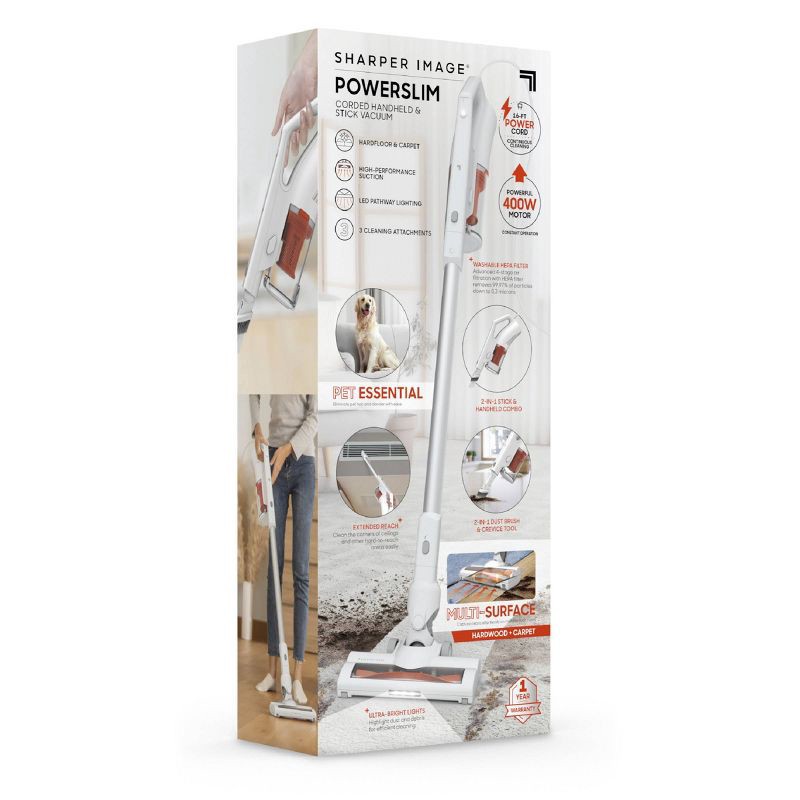 slide 2 of 14, Sharper Image Powerslim Corded Handheld and Stick Vacuum White, 1 ct