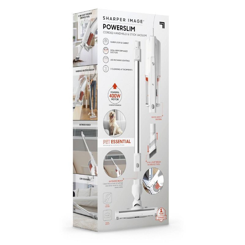 slide 14 of 14, Sharper Image Powerslim Corded Handheld and Stick Vacuum White, 1 ct