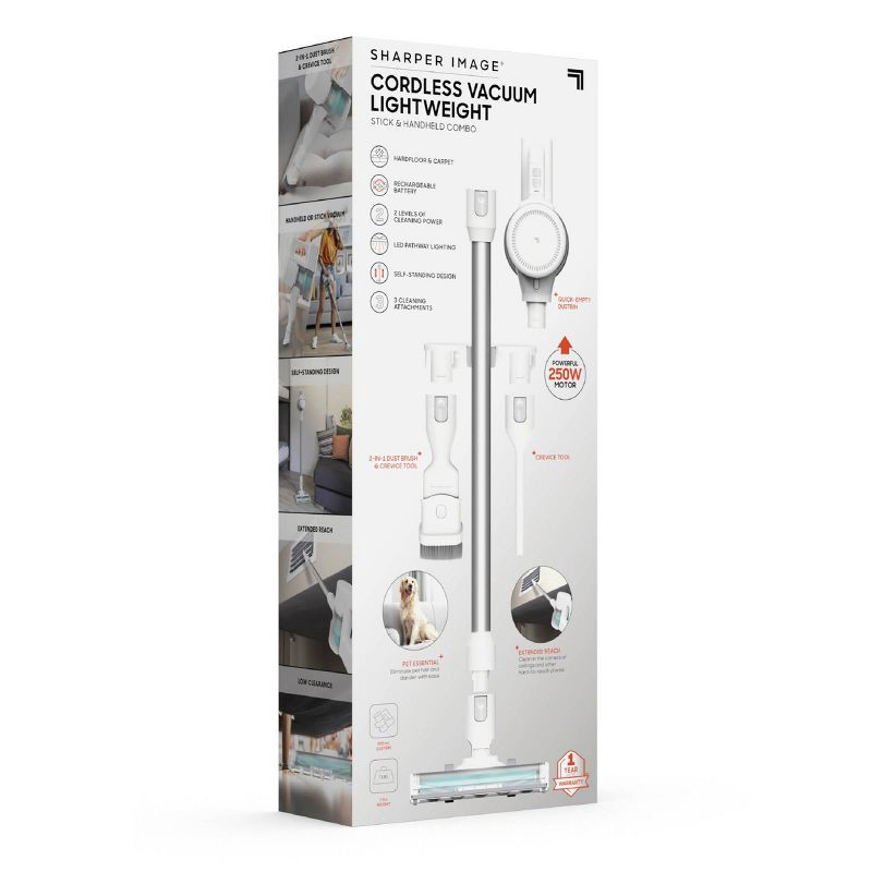 slide 14 of 14, Sharper Image Cordless Vacuum Lightweight Stick and Handheld Combo White, 1 ct
