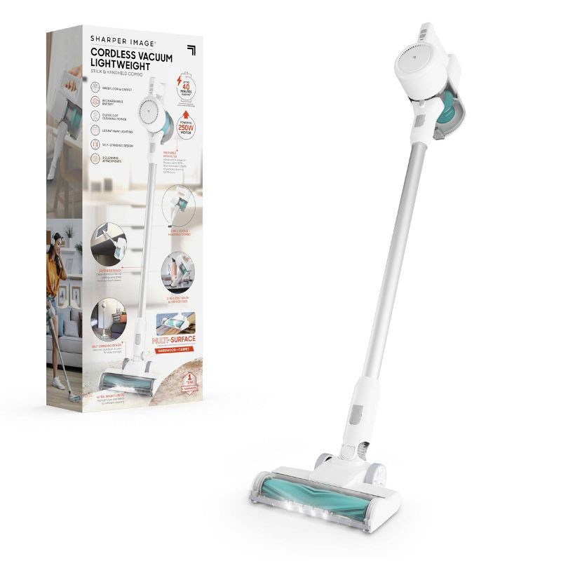 slide 1 of 14, Sharper Image Cordless Vacuum Lightweight Stick and Handheld Combo White, 1 ct