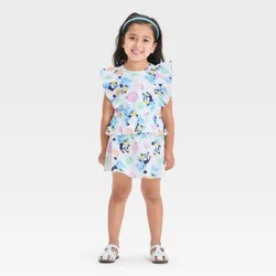 Toddler Girls' 2pc Bluey Balloon Top & Skort Set - Ivory 4T