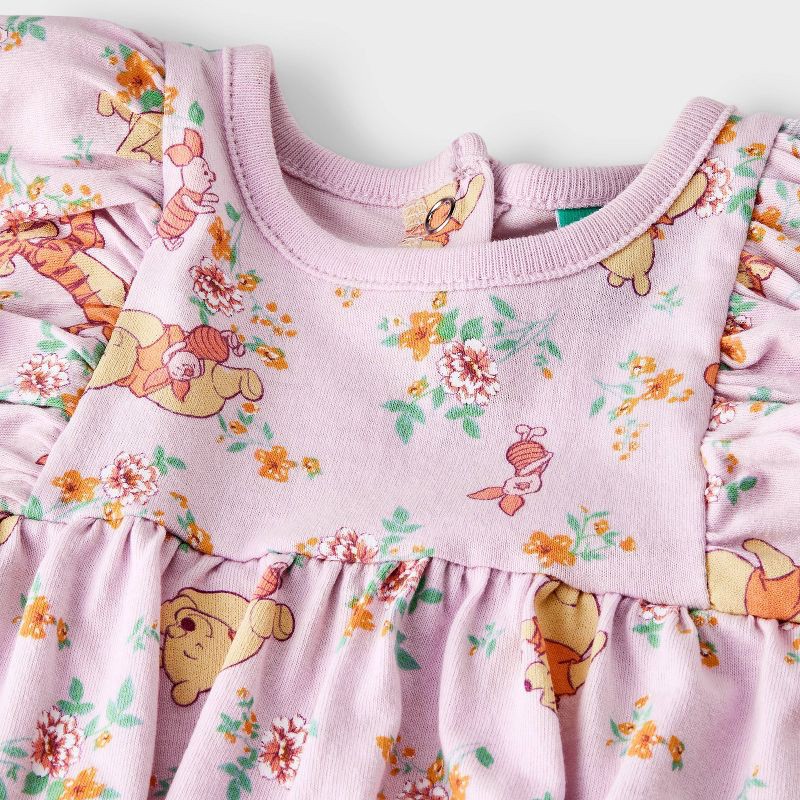 slide 4 of 4, Baby Girls' 3pc Disney Winnie The Pooh Top & Bloomer Shorts Set with Headband - Purple 3-6M, 3 ct