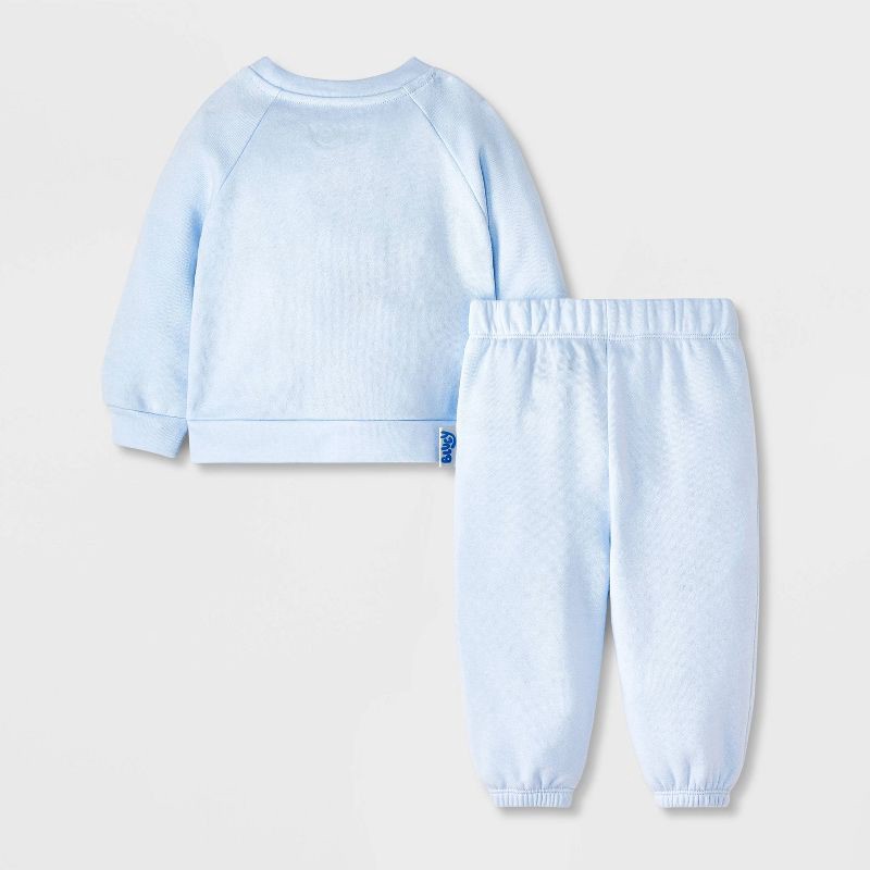 slide 3 of 4, Baby Boys' 2pc Bluey Bingo Fleece Sweatshirt & Pants Set - Blue 3-6M, 2 ct