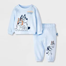 Baby Boys' 2pc Bluey Bingo Fleece Sweatshirt & Pants Set - Blue 6-9M