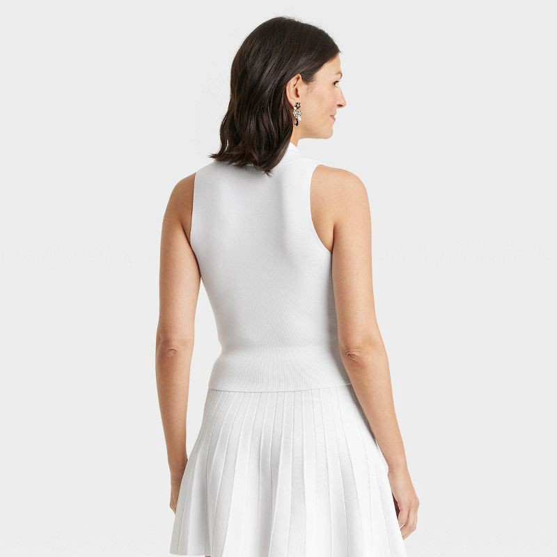 slide 2 of 3, Women's Polo Collar Pullover Sweater Tank - A New Day™ White XS: Sleeveless Lightweight Viscose Blend, 1 ct
