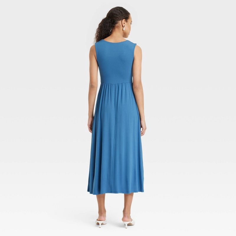 slide 2 of 3, Women's Knit Ballet Midi Shift Dress - A New Day™ Dark Blue XL: Rayon Spandex, Squareneck, Side Pocket, 1 ct