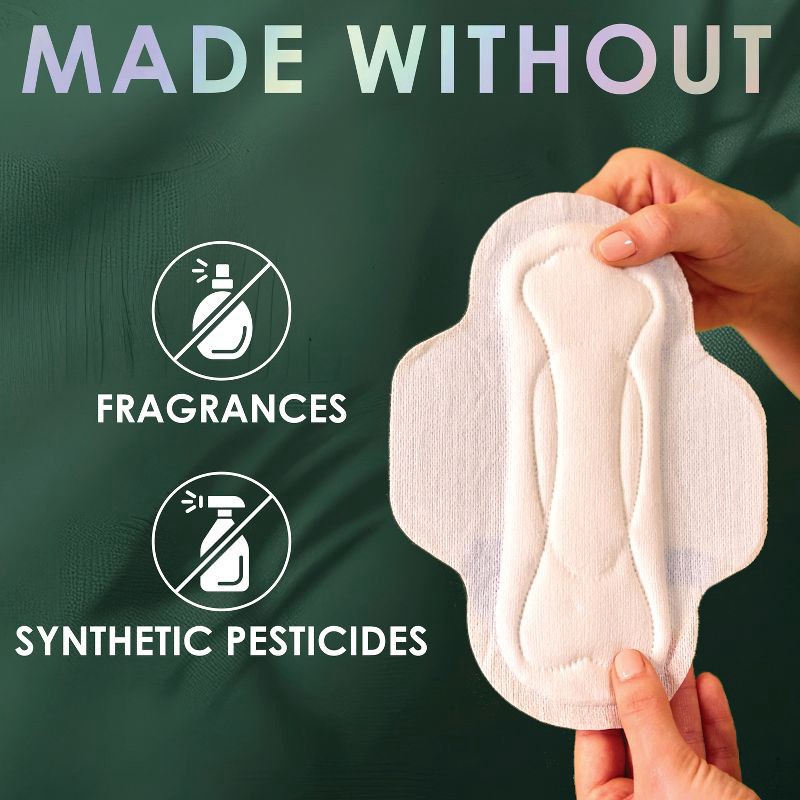 slide 5 of 11, L . L. Organic Cotton Top Layer Ultra Thin Pads with Wings - Extra Long Overnight Absorbency - 48ct, 48 ct