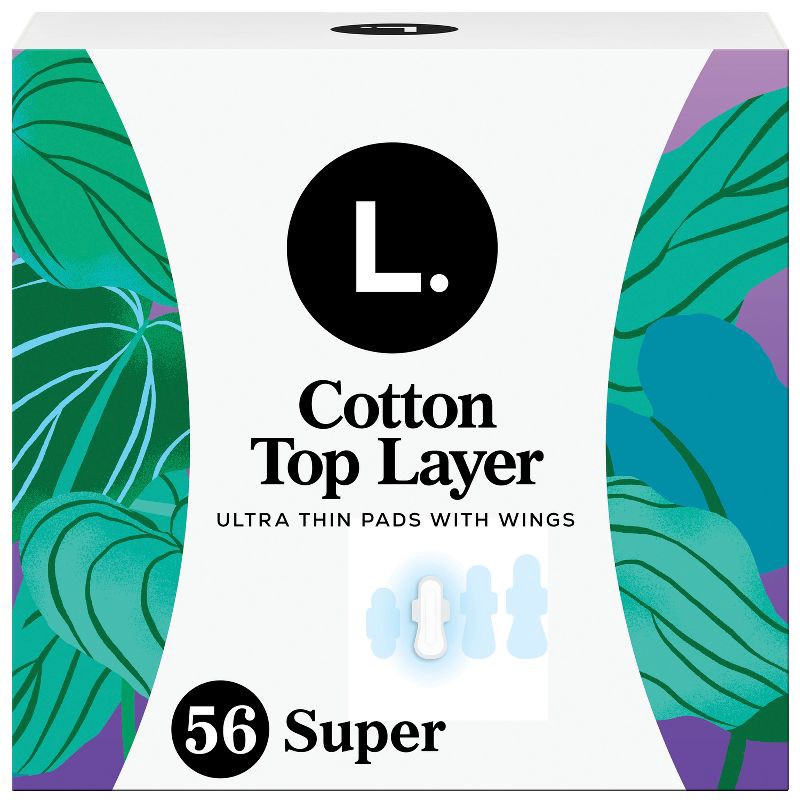 slide 11 of 11, L . L. Organic Cotton Top Layer Ultra Thin Pads - Super Absorbency - 56ct, 56 ct