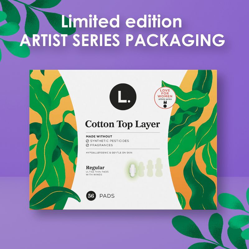 slide 2 of 11, L . L. Organic Cotton Top Layer Ultra Thin Pads - Regular Absorbency - 56ct, 56 ct