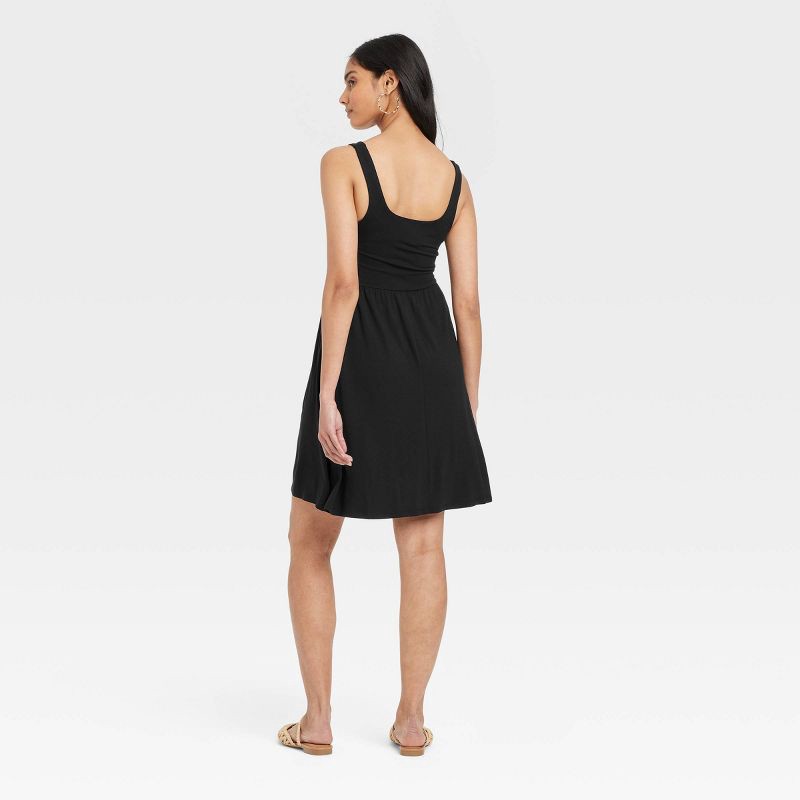 slide 2 of 3, Women's Knit Mini Ballet Dress - A New Day™ Black S: Rayon Spandex Blend, Squareneck, Side Pocket, 1 ct