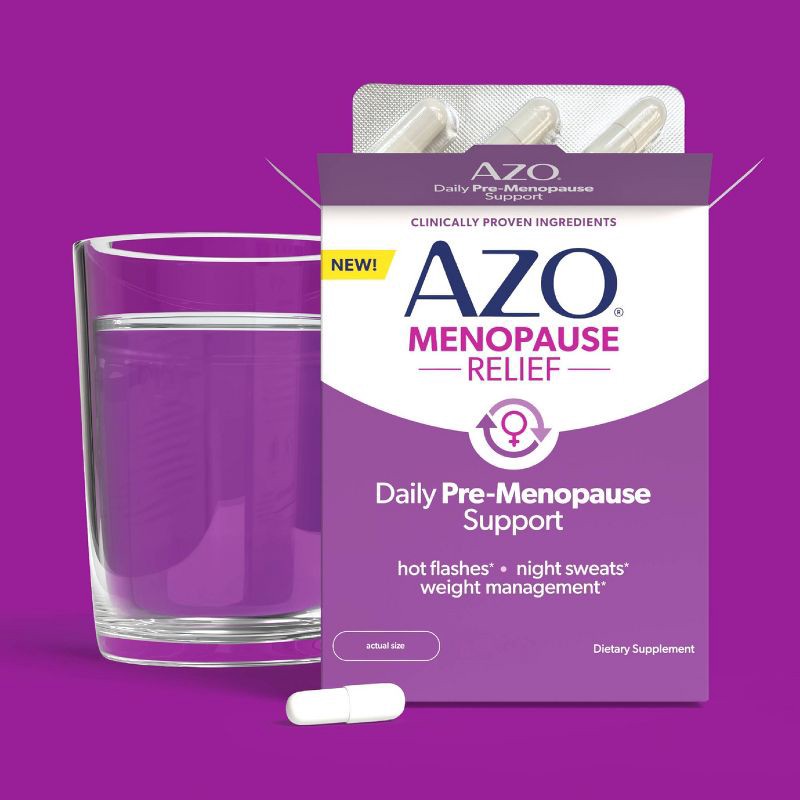 slide 2 of 9, AZO Menopause Relief - Daily Pre-Menopause Support Capsules - 30ct, 30 ct