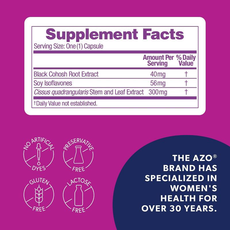 slide 4 of 9, AZO Menopause Relief - Daily Pre-Menopause Support Capsules - 30ct, 30 ct