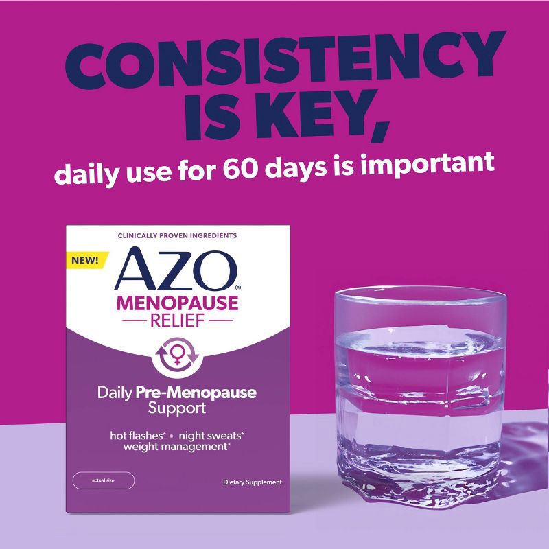 slide 6 of 9, AZO Menopause Relief - Daily Pre-Menopause Support Capsules - 30ct, 30 ct