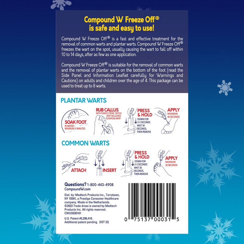 slide 8 of 8, Compound W Freeze Off with Cushion Discs - Wart Remover Treatment - 8 Applications + 12 Discs, 1 ct