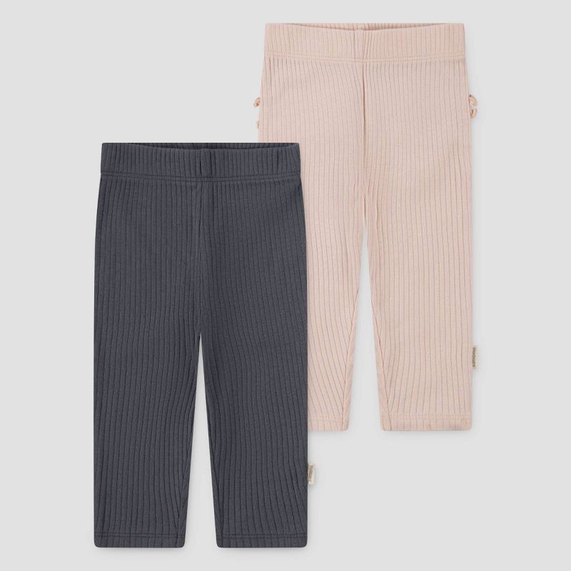 slide 1 of 3, Huggies Baby Girls' 2pk Pants - 6M: Organic Cotton, Lightweight Knit, Pull-On, Ankle Length, 2 ct