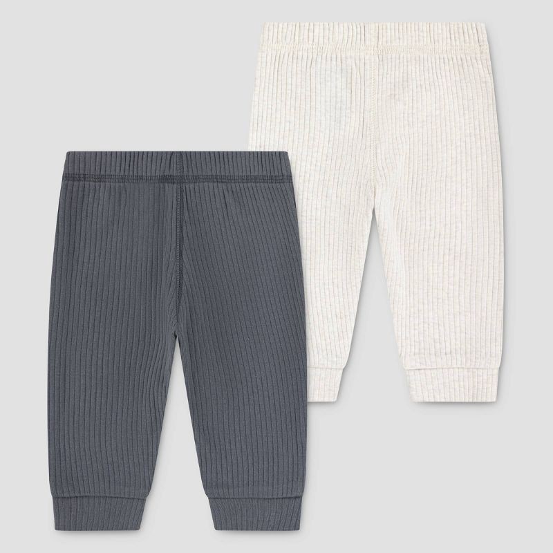 slide 2 of 9, Baby Huggies 2pk Pants - White/Gray 18M: Organic Cotton, Lightweight Knit, Pull-On, Straight Leg, 2 ct