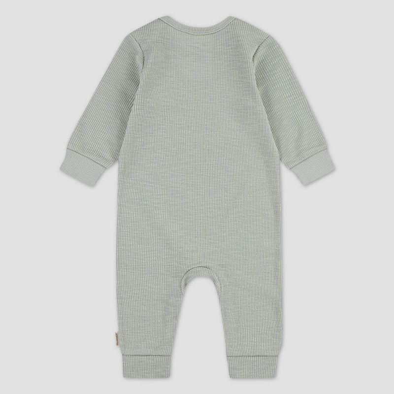 slide 2 of 4, Huggies Baby Words & Greens Romper - Green 6M: Recycled Polyester, Midweight Knit, Long Sleeve, Crew Neck, 1 ct