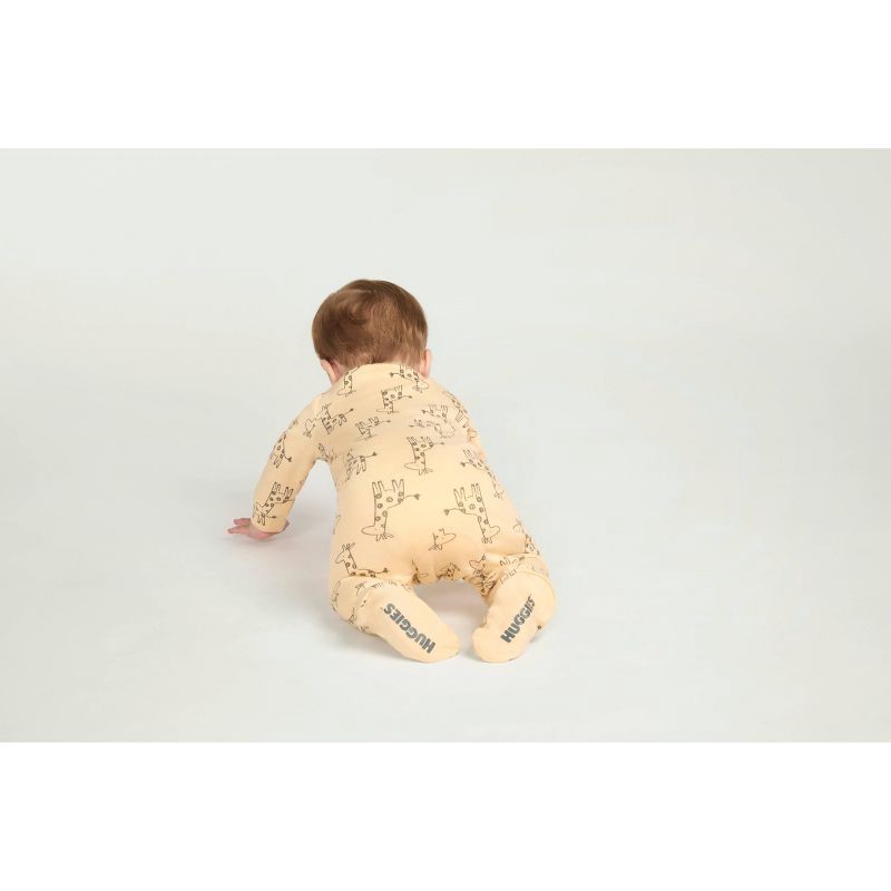 slide 7 of 7, Huggies Baby Giraffes Sleep N' Play - Cream 3M: Organic Cotton Long Sleeve Pajama Romper, Front Zipper, Knit Fabric, 1 ct