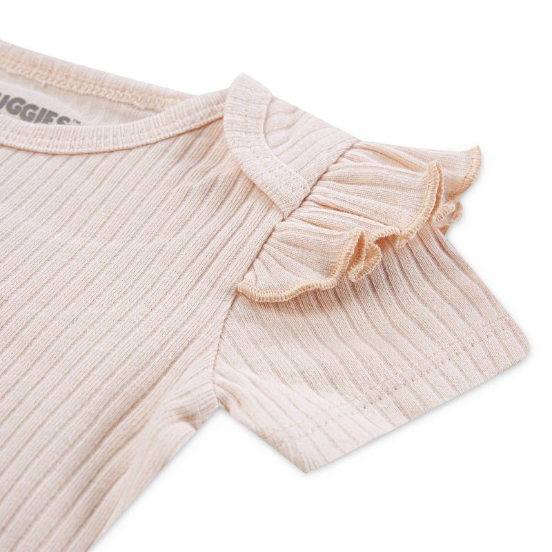 slide 3 of 5, Huggies Baby Girls' Zebras 3pk Short Sleeve Bodysuit - Pink 3M: Organic Cotton, Crotch Snap, Knit Fabric, 3 ct