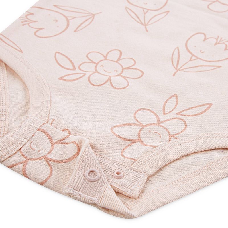 slide 4 of 5, Huggies Baby Girls' Zebras 3pk Short Sleeve Bodysuit - Pink 3M: Organic Cotton, Crotch Snap, Knit Fabric, 3 ct