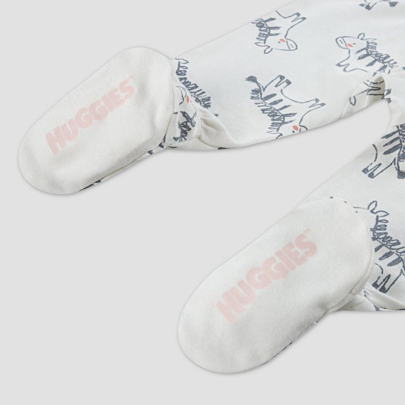 slide 3 of 6, Huggies Baby Girls' Zebras Sleep N' Play - Pink 3M: Organic Cotton, Lightweight Knit Pajama Jumpsuit, 1 ct