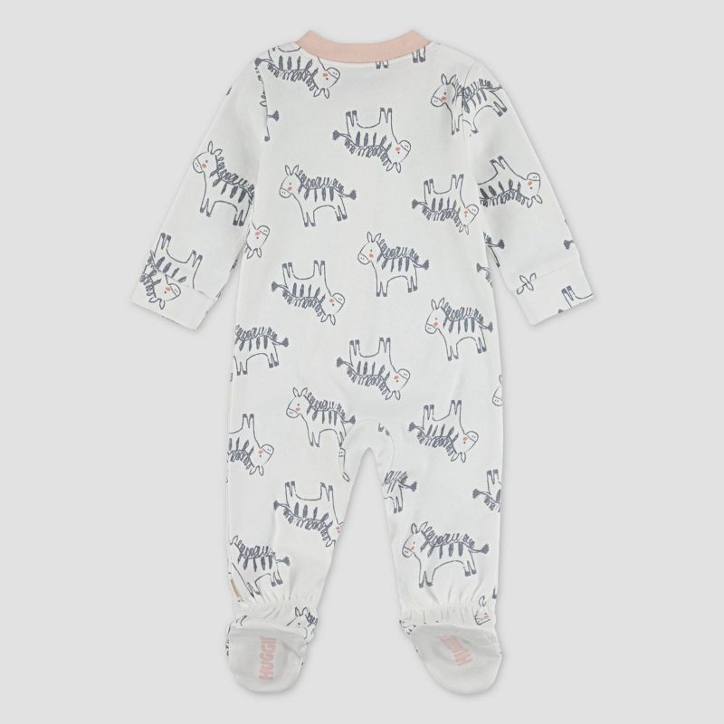 slide 2 of 6, Huggies Baby Girls' Zebras Sleep N' Play - Pink 9M: Organic Cotton, Lightweight Knit Pajama Jumpsuit, 1 ct