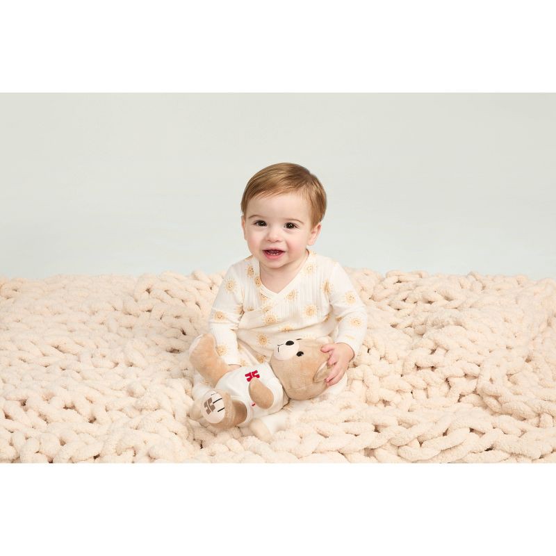 slide 7 of 8, Huggies Baby Long Sleeve Suns Bodysuit & Pants Set - Yellow 9M: Organic Cotton, Crotch Snap, Knit Fabric, 1 ct