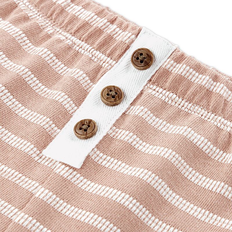 slide 4 of 11, Huggies Baby Giraffe Striped Short Sleeve Bodysuit & Pants Set - 3M: Organic Cotton Knit Infant Outfit, Crotch Snap Closure, 1 ct