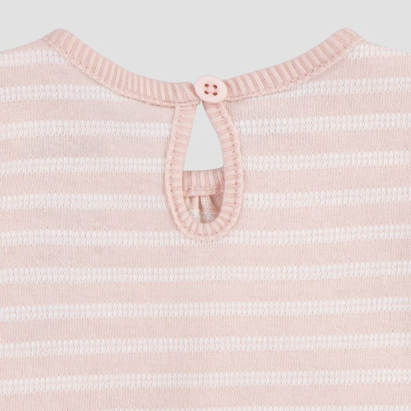 slide 4 of 13, Huggies Baby Girls' Flower Short Sleeve Bodysuit & Pants Set - Pink 3M: Organic Cotton, Floral Pattern, 1 ct