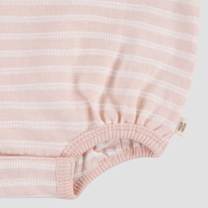 slide 5 of 13, Huggies Baby Girls' Flower Short Sleeve Bodysuit & Pants Set - Pink 9M: Organic Cotton, Floral Knit, 2-Piece, 1 ct