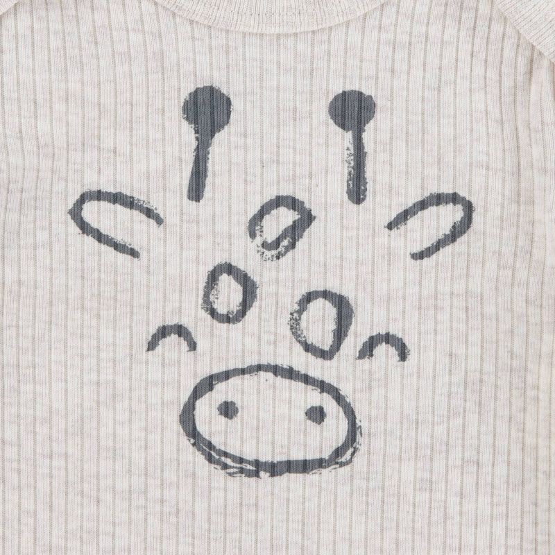 slide 3 of 9, Huggies Baby 3pk Giraffes Short Sleeve Bodysuit - Neutral 12M: Organic Cotton Knit, Crotch Snap Closure, 3 ct