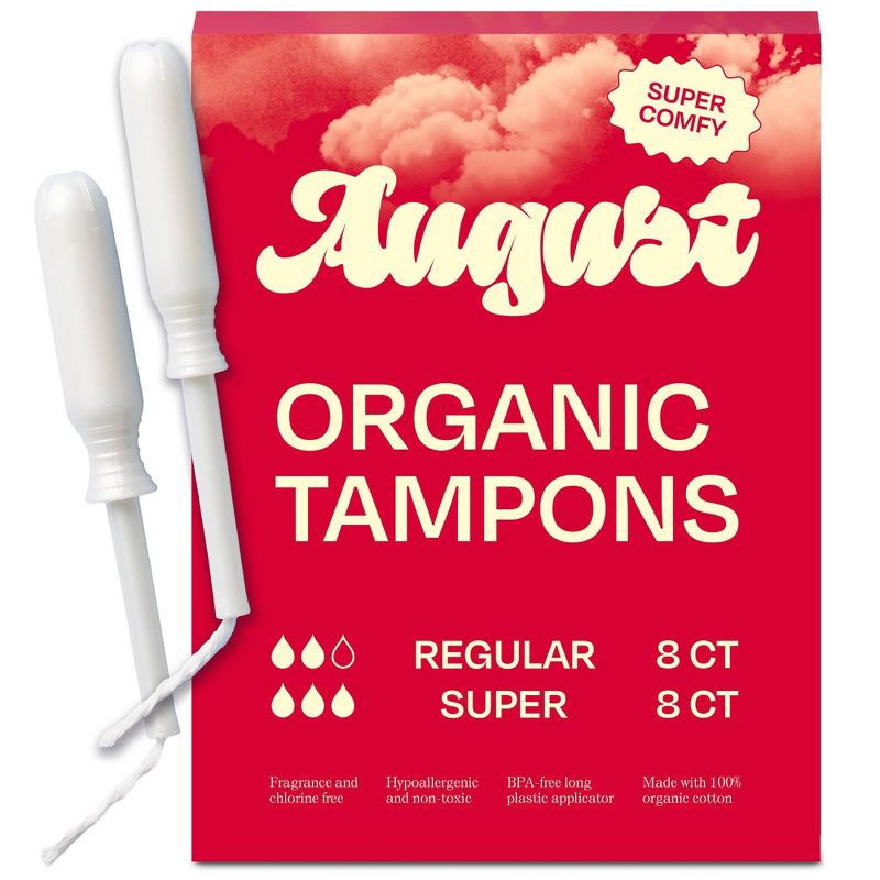 slide 1 of 5, Its August Organic Regular and Super Tampons - 16pk, 16 ct