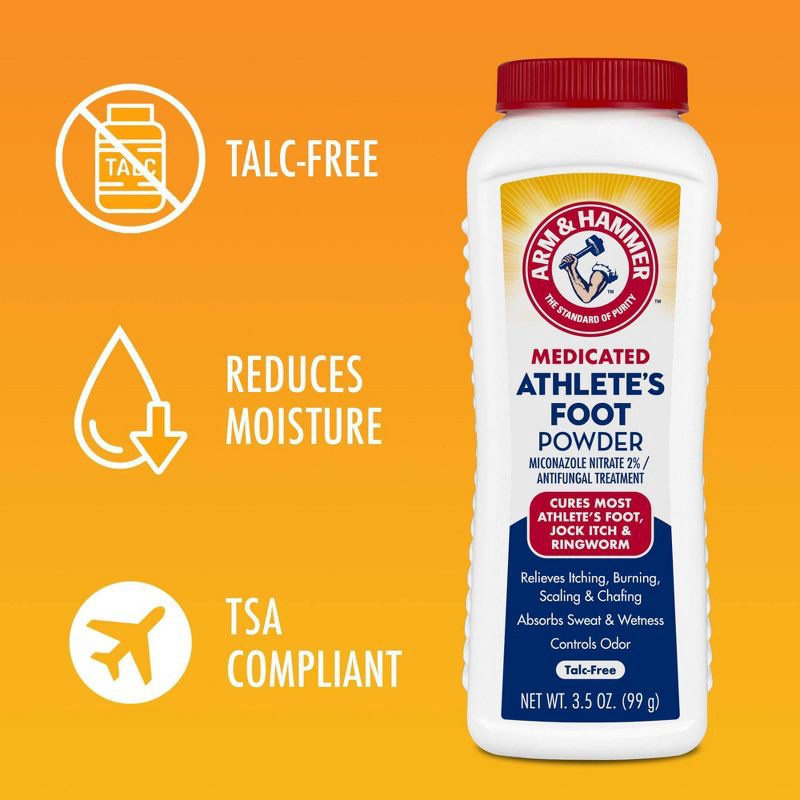 slide 6 of 8, Arm & Hammer Medicated Athlete's Foot Powder - 3.5oz, 3.5 oz