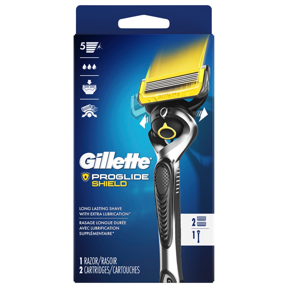 slide 1 of 11, Gillette ProGlide Shield Men's Razor Handle + 2 Blade Refills, 1 ct