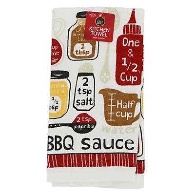 slide 1 of 1, John Ritzenthaler Kitchen Towel Print BBQ Sauce Recipe, 1 ct