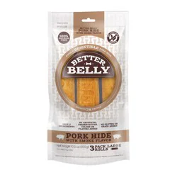 Better Belly All Life Stages Highly Digestible Large Pork Hide Rolls Dog Chew - Smoked Pork 10.5 Oz