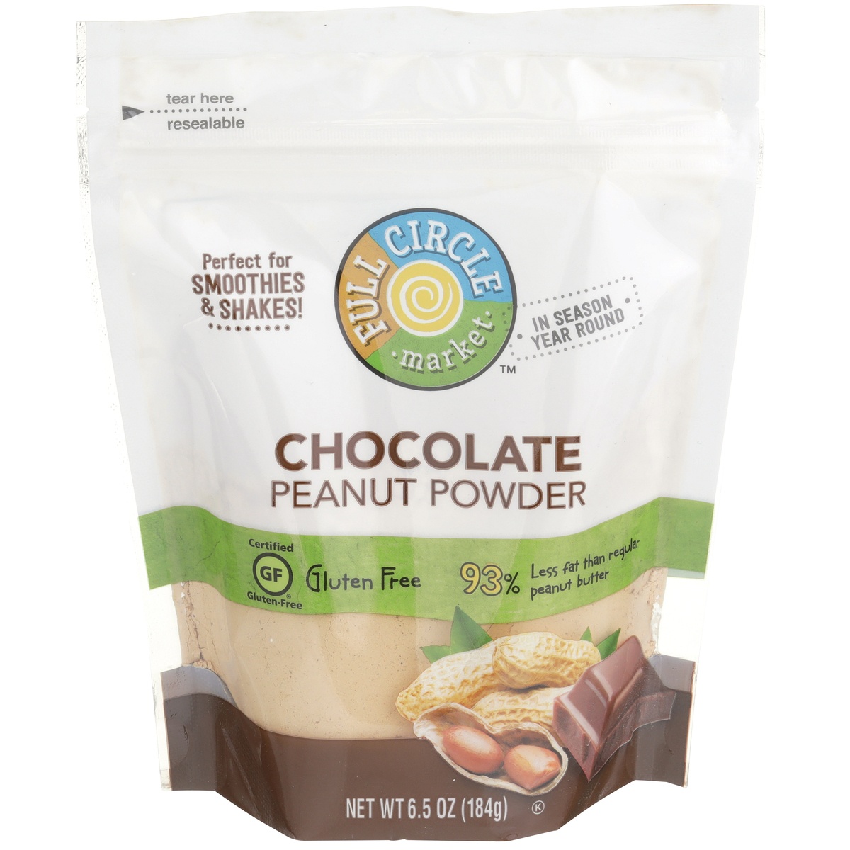 slide 1 of 1, Full Circle Market Chocolate Peanut Powder, 6.5 oz