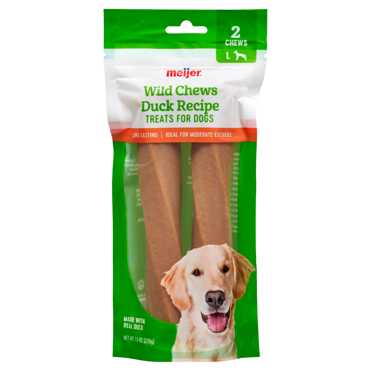 slide 1 of 4, Meijer Wild Chews Duck Large - 2 Pack, 2 ct