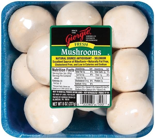 slide 1 of 1, Giorgio Whole White Mushrooms, 8 oz