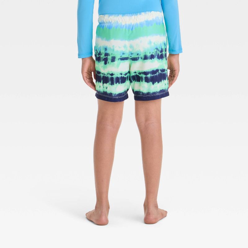 slide 2 of 3, Boys' Striped Swim Shorts - Cat & Jack™ S: Mid Rise, UPF 50+, Flexible Drawstring, 1 ct