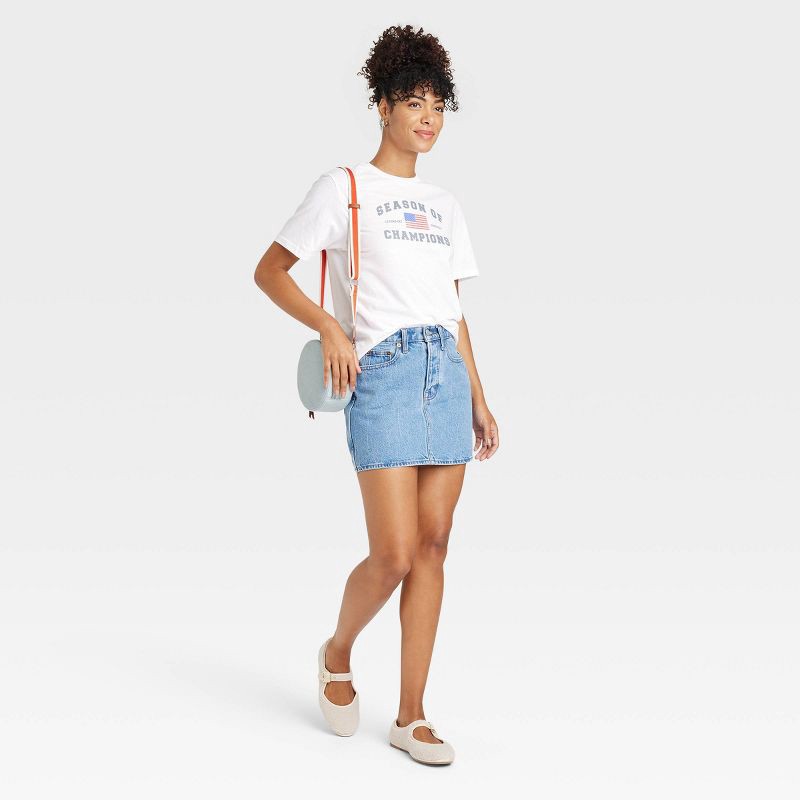 slide 3 of 3, Women's Game Day American Flag Short Sleeve Graphic T-Shirt - White M: Zoe+Liv, Jersey,, 1 ct