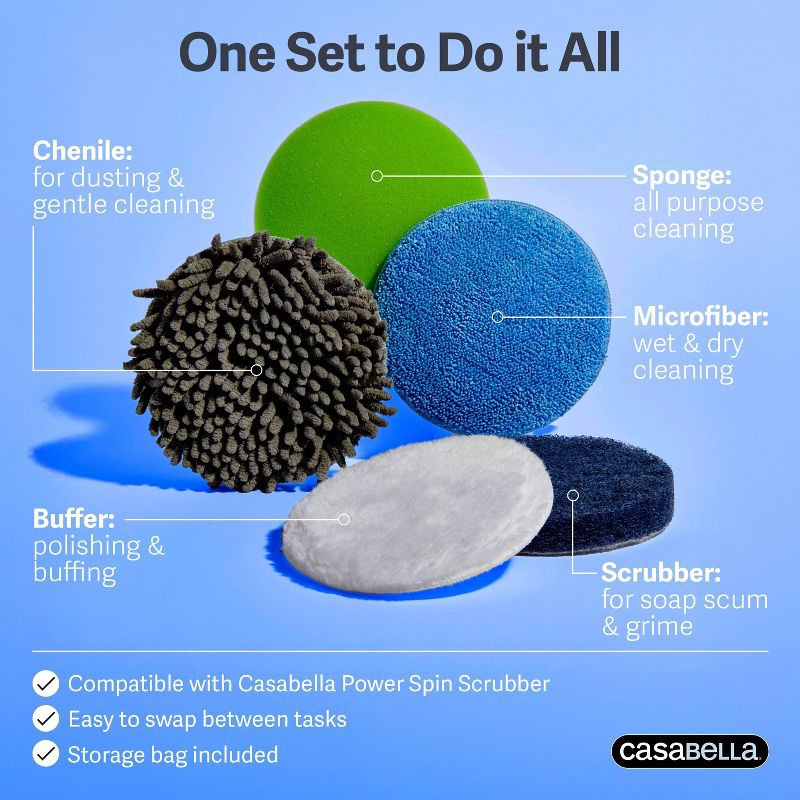 slide 9 of 11, Casabella Power Spin Scrub and Shine Attachment Set - 6ct, 6 ct