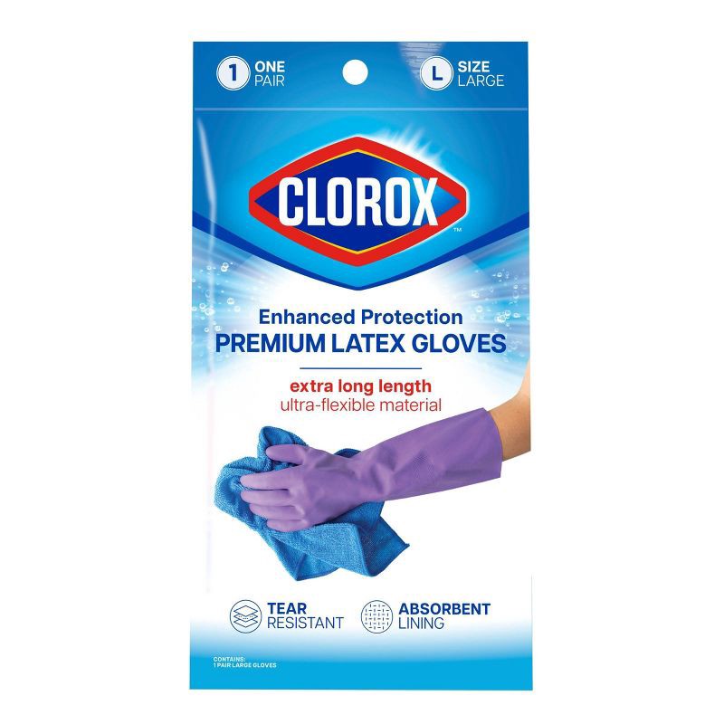 slide 1 of 9, Clorox Enhanced Protection Latex Gloves - Large - 1 Pair, 1 ct